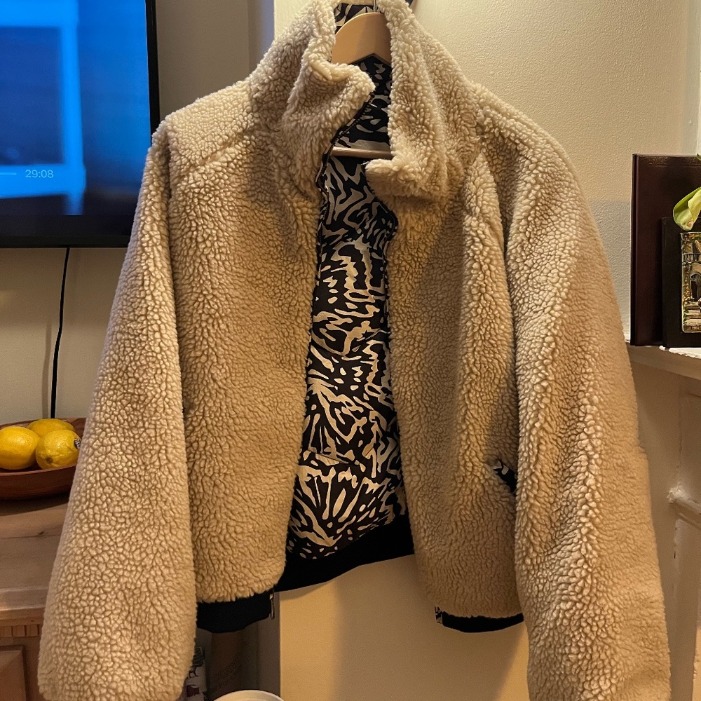 BA&SH Roy Faux Fur Reversible Zip Up Jacket (Size XS)